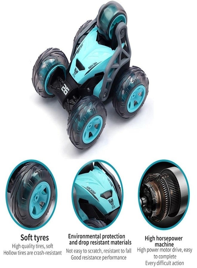 Brand Conquer Rechargeable RC Stunt Cars for Kids, 5 Wheel 2.4 GHz Remote Control Car Stunt Vehicle High Speed 360 Degree Rotation Flip Racing Car Upright Driving Toys for Boys Girl (Stunt Cars Blue) - Image 3